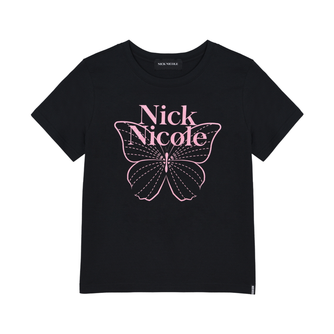 N_SS NICK&NICOLE Butterfly Nicole Label Slim Top Black Pink