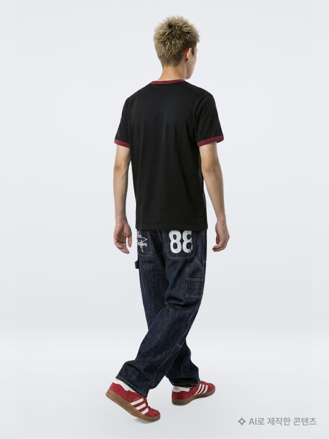 AMOU Molly Ringer T-Shirts Brown, Kapital Chino High-Waisted Baggy Pants Beige 착용 스타일 - 5