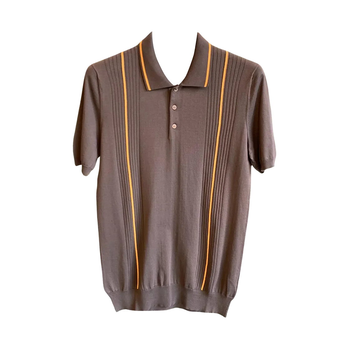 UMK0715V104A Kiton Ribbed Detail Polo Brown