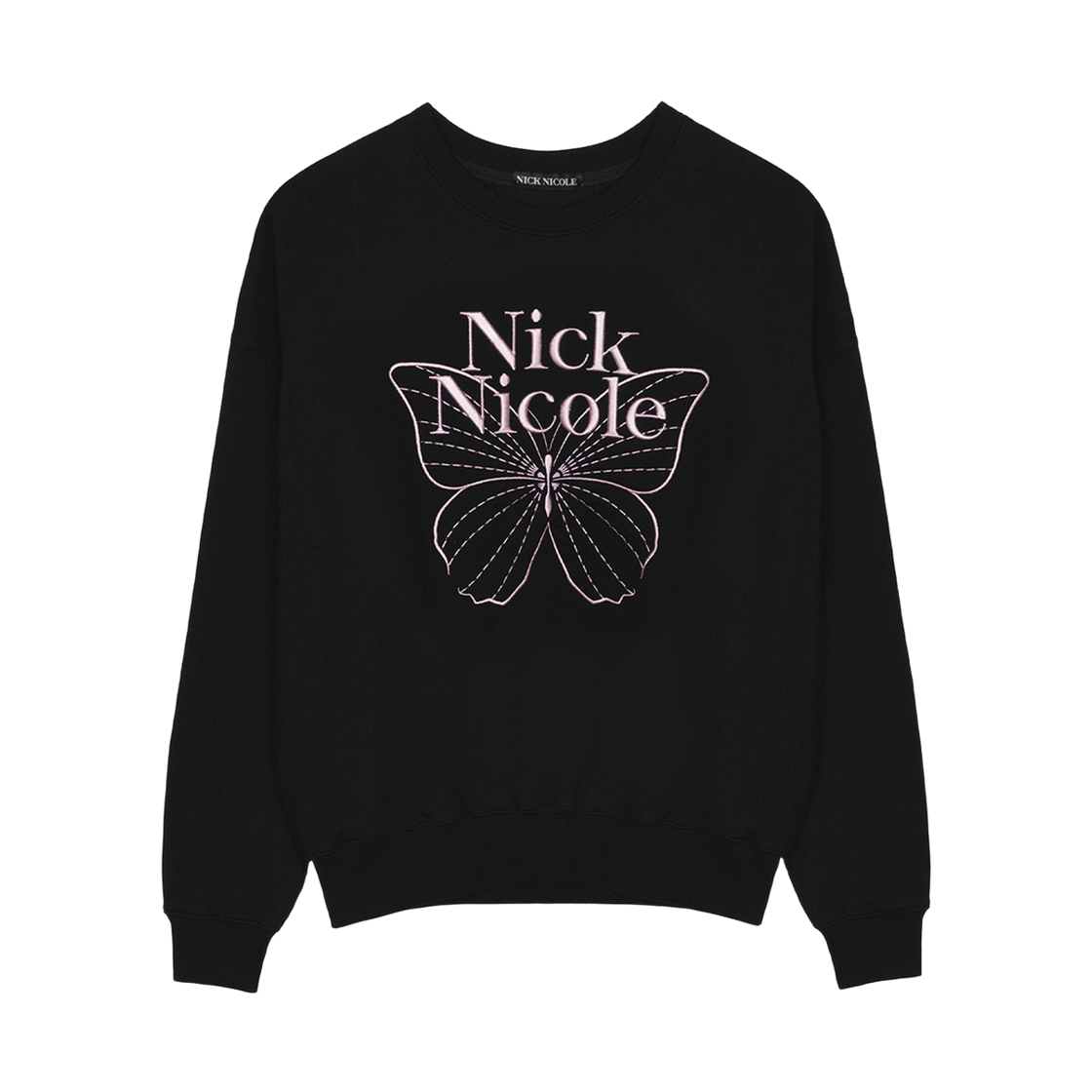 N_SS NICK&NICOLE Volume Butterfly Signature Sweatshirt Black Pink