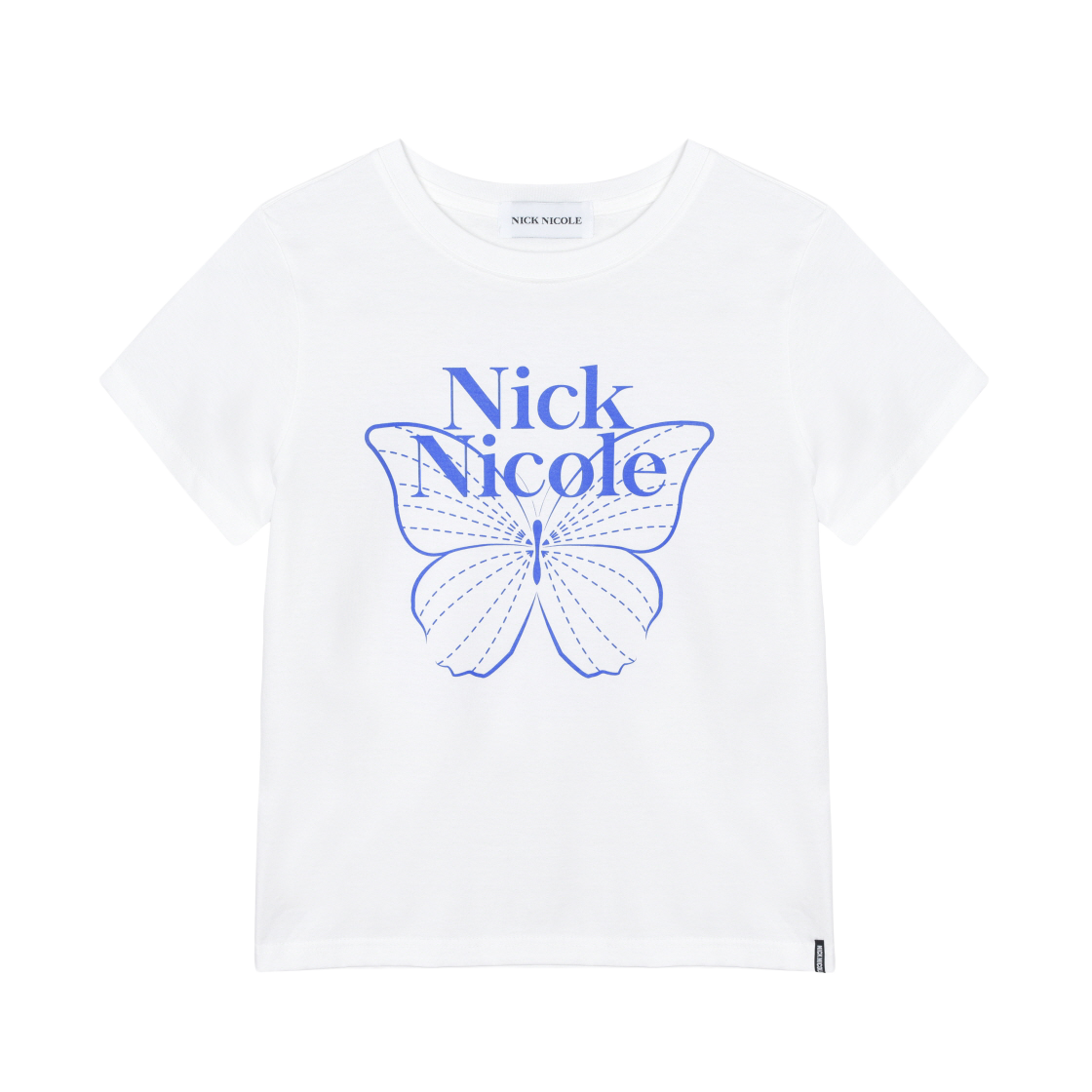 N_SS NICK&NICOLE Butterfly Nicole Label Slim Top White Blue