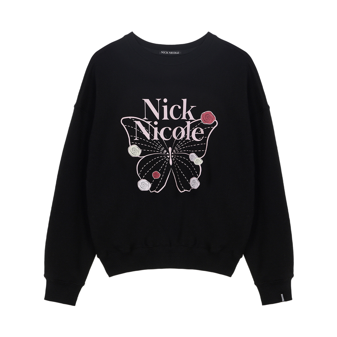 N_SS NICK&NICOLE Butterfly Rose Signature Sweatshirt Black Pink