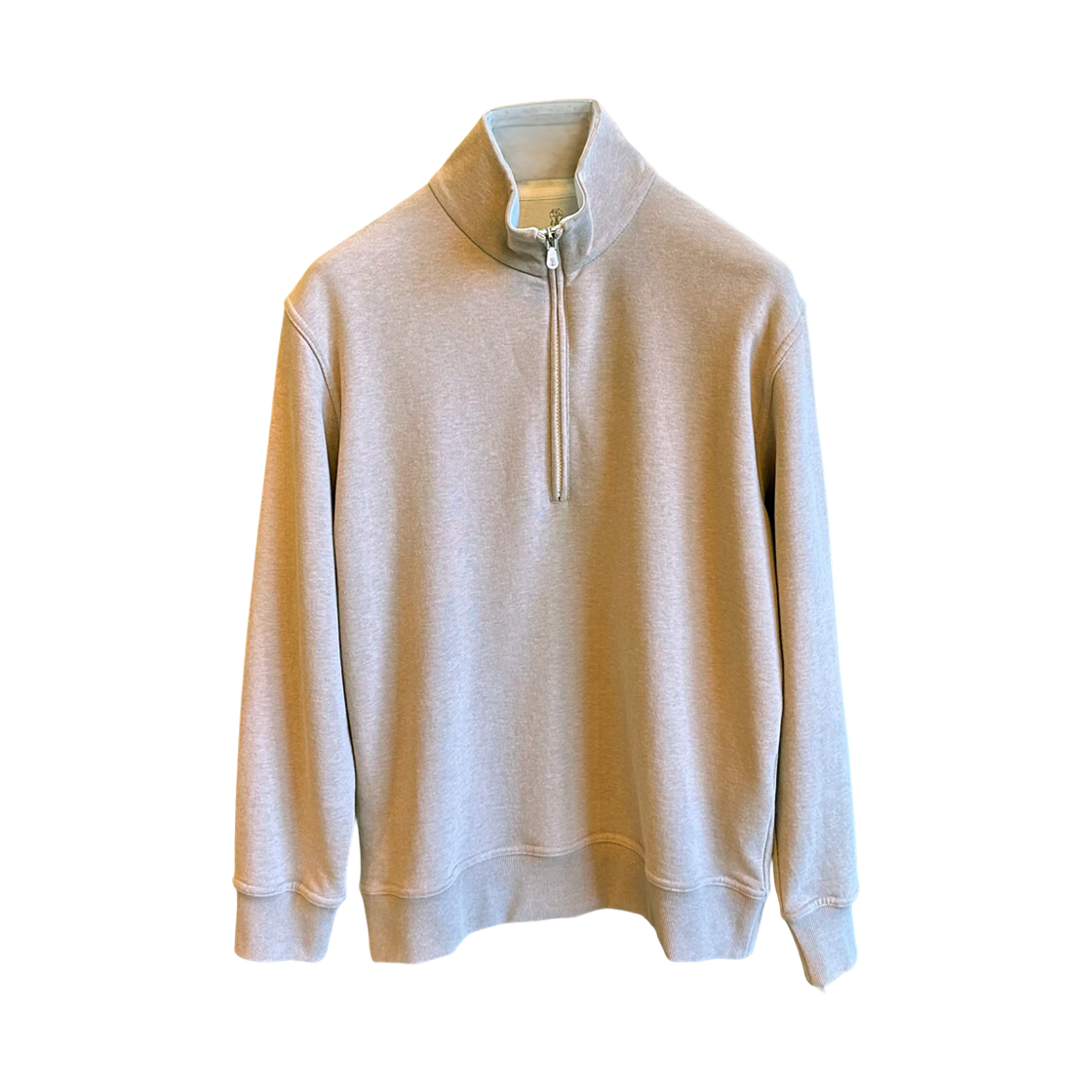 MTU143465-C6424 Brunello Cucinelli Half Zip Detail Sweatshirt Beige