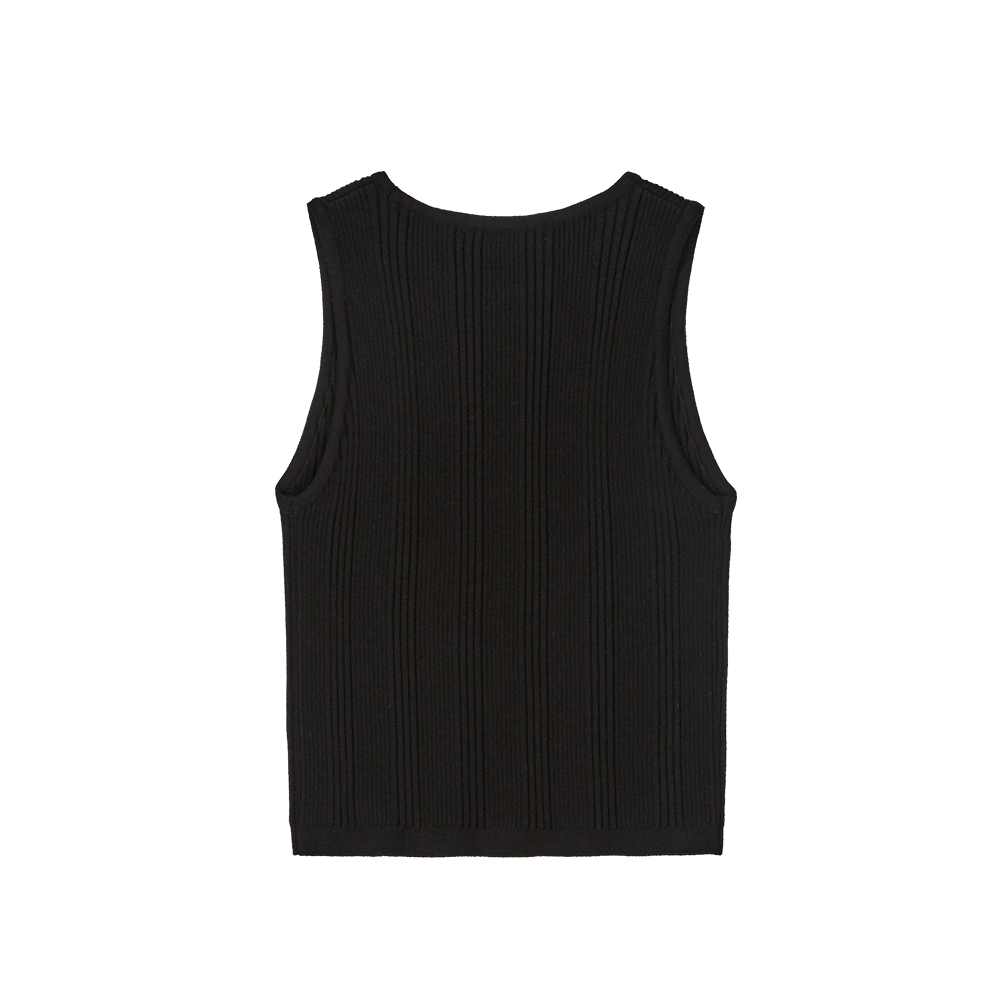 지비에이치 어패럴 리브드 슬림 슬리브리스 탑 / 블랙(GBH APPAREL Ribbed Slim Sleeveless Top / Black) - 2