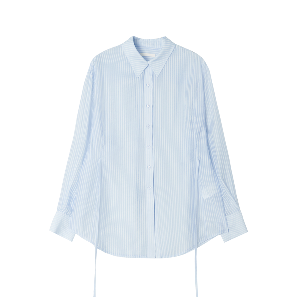 지비에이치 어패럴 시어 스트랩 블라우스 / 라이트 블루(GBH APPAREL Sheer Strap Blouse / Light Blue)