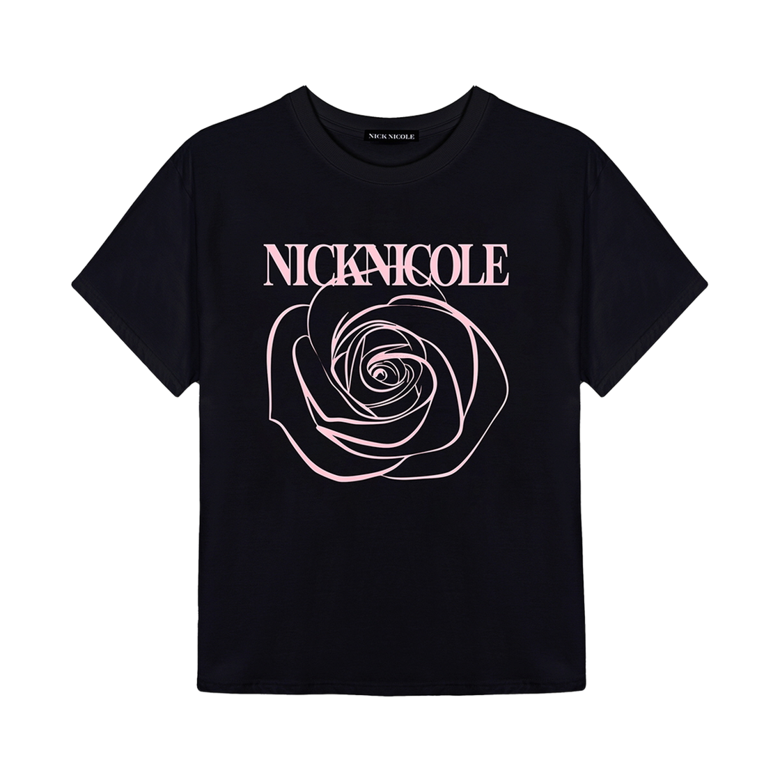 N_SS NICK&NICOLE Big Rose Sleeve Top Black Pink