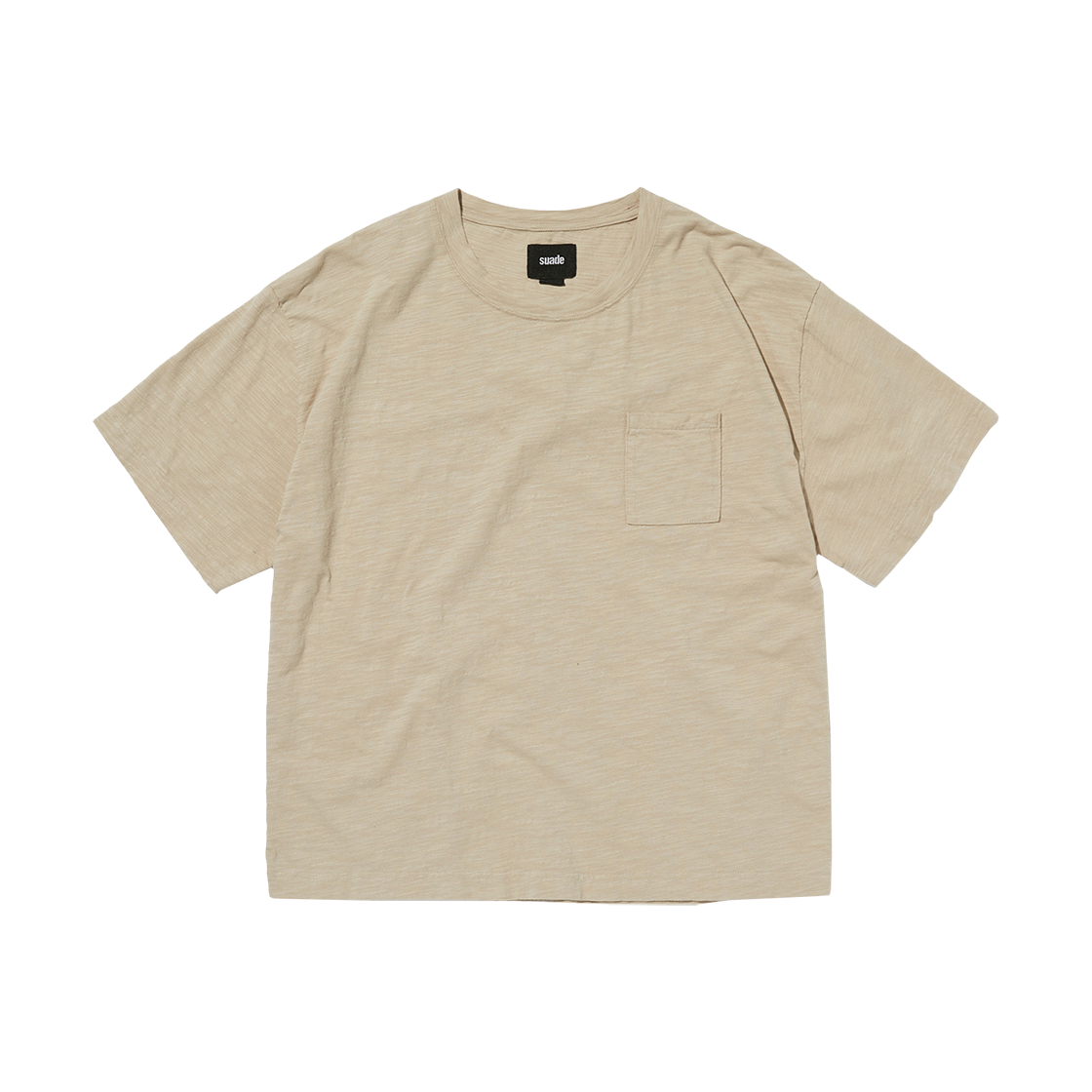 SDFSTO058BE Suade Textured Pocket Tee Beige