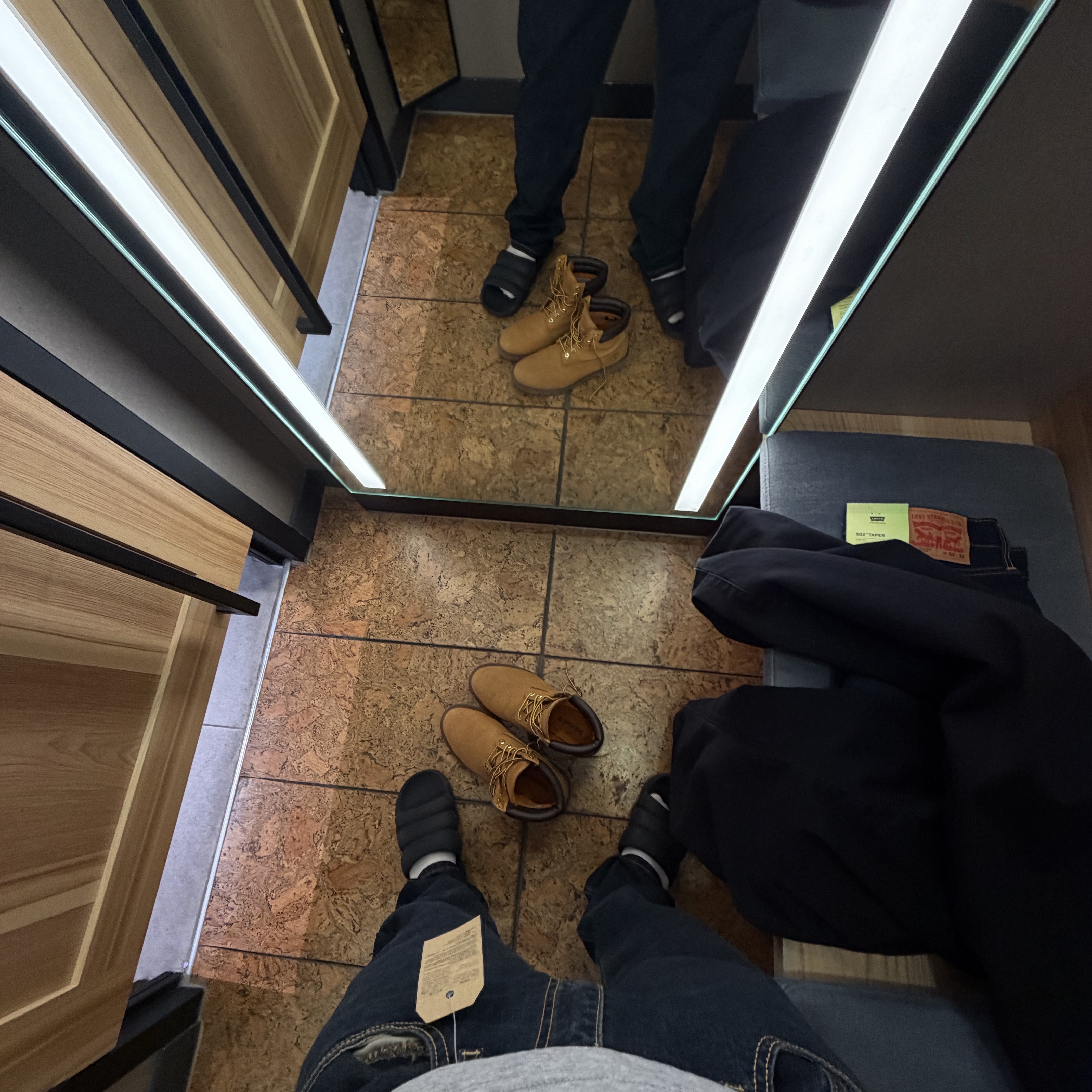 Levi's 505 Regular Fit Jeans Dark Indigo, Timberland Premium 6 inch Waterproof Boot Wheat Nubuck - Wide 착용 스타일 - 4