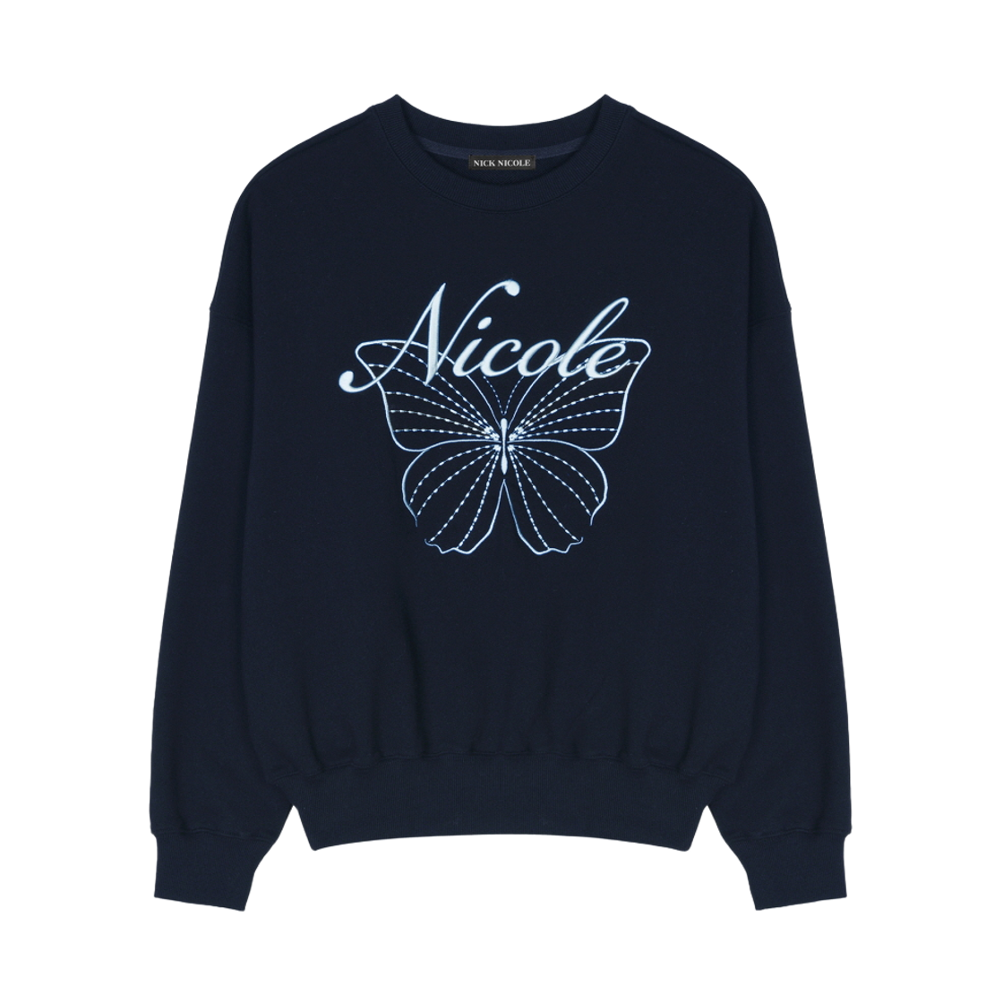 닉앤니콜 니콜 버터플라이 스웨트셔츠 네이비 스카이 블루(NICK&NICOLE Nicole Butterfly Sweatshirt Navy Sky Blue)