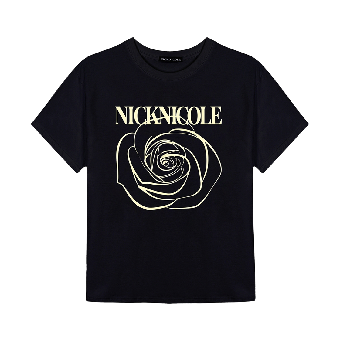 N_SS NICK&NICOLE Big Rose Sleeve Top Black Cream