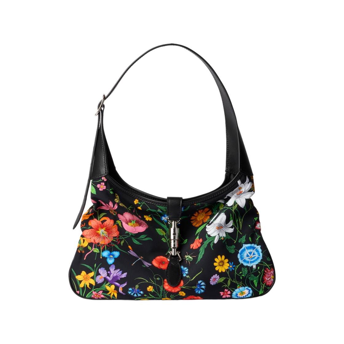 863136-FAF7O-1046 Gucci Jackie 1961 Medium Shoulder Bag Black Multicolor Nylon