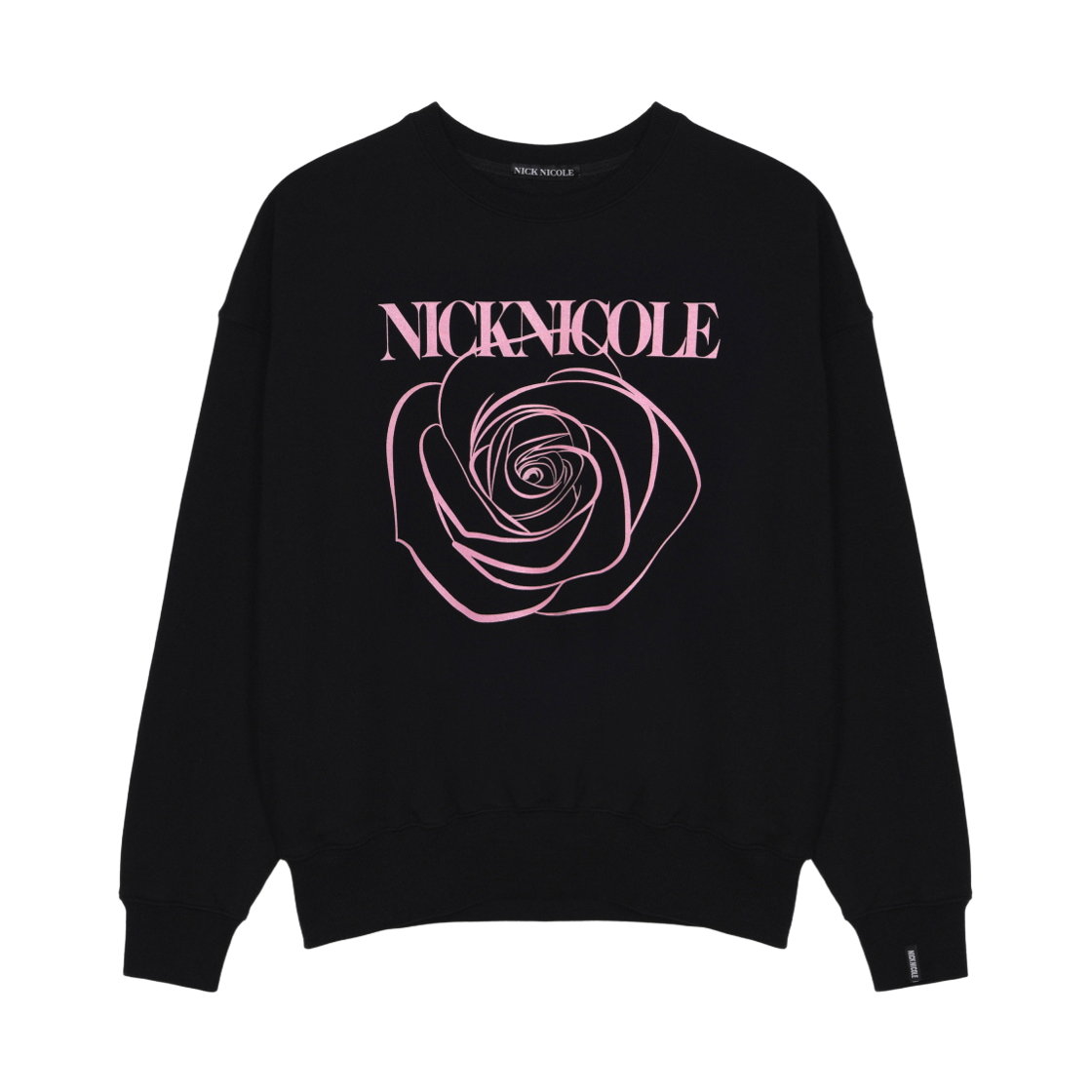 N_SS NICK&NICOLE Nicole Rose Printing Sweatshirt Black Pink