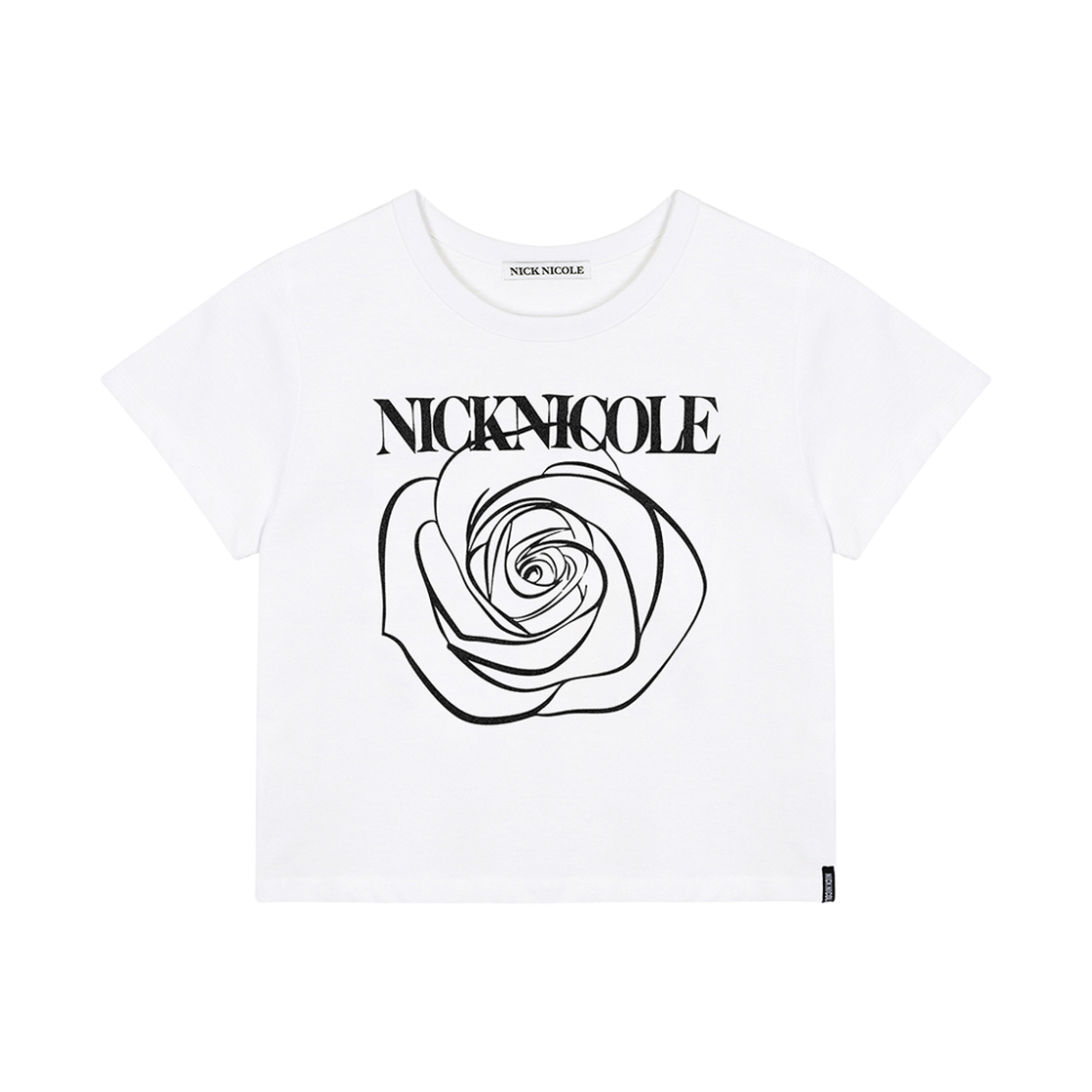 N_SS NICK&NICOLE Rose Signature Crop Top White Black