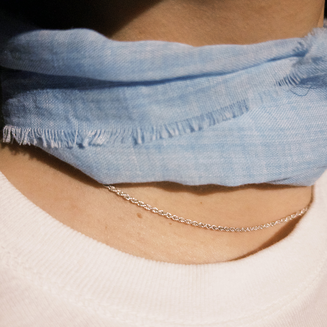 원사이즈핏츠올 빈티지 에어리 플레이드 스카프 라이트 블루(onesizefitsall Vintage Airy Plaid Scarf Light Blue) - 5