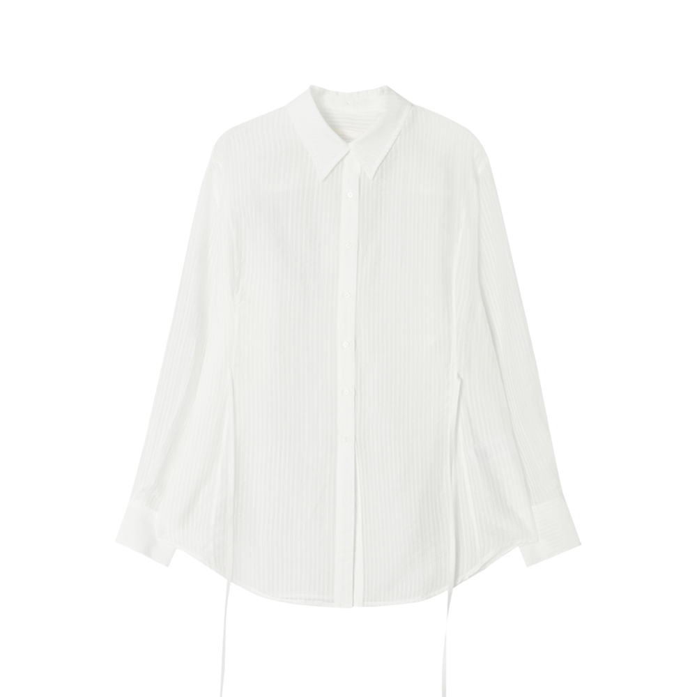 지비에이치 어패럴 시어 스트랩 블라우스 / 화이트(GBH APPAREL Sheer Strap Blouse / White)