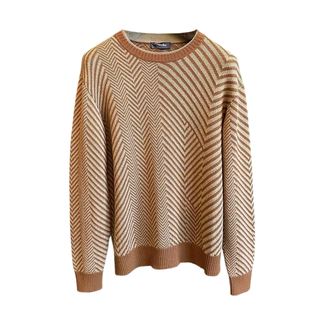 FAM7585-J1FF Loro Piana Chevron Sweater Beige