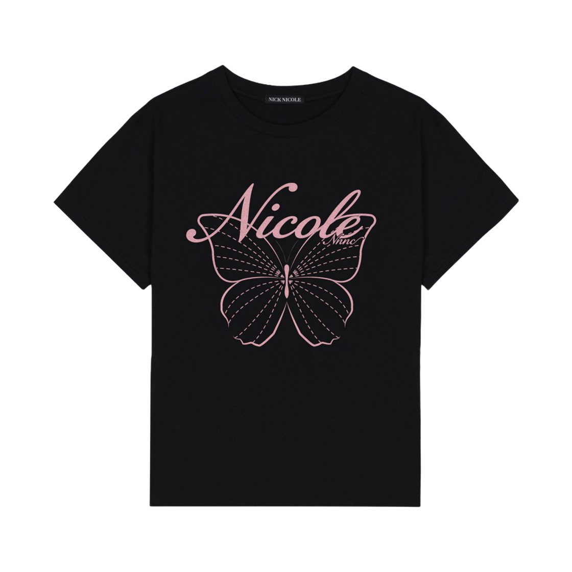 N_SS NICK&NICOLE Nicole Butterfly Sleeve Top Black Pink