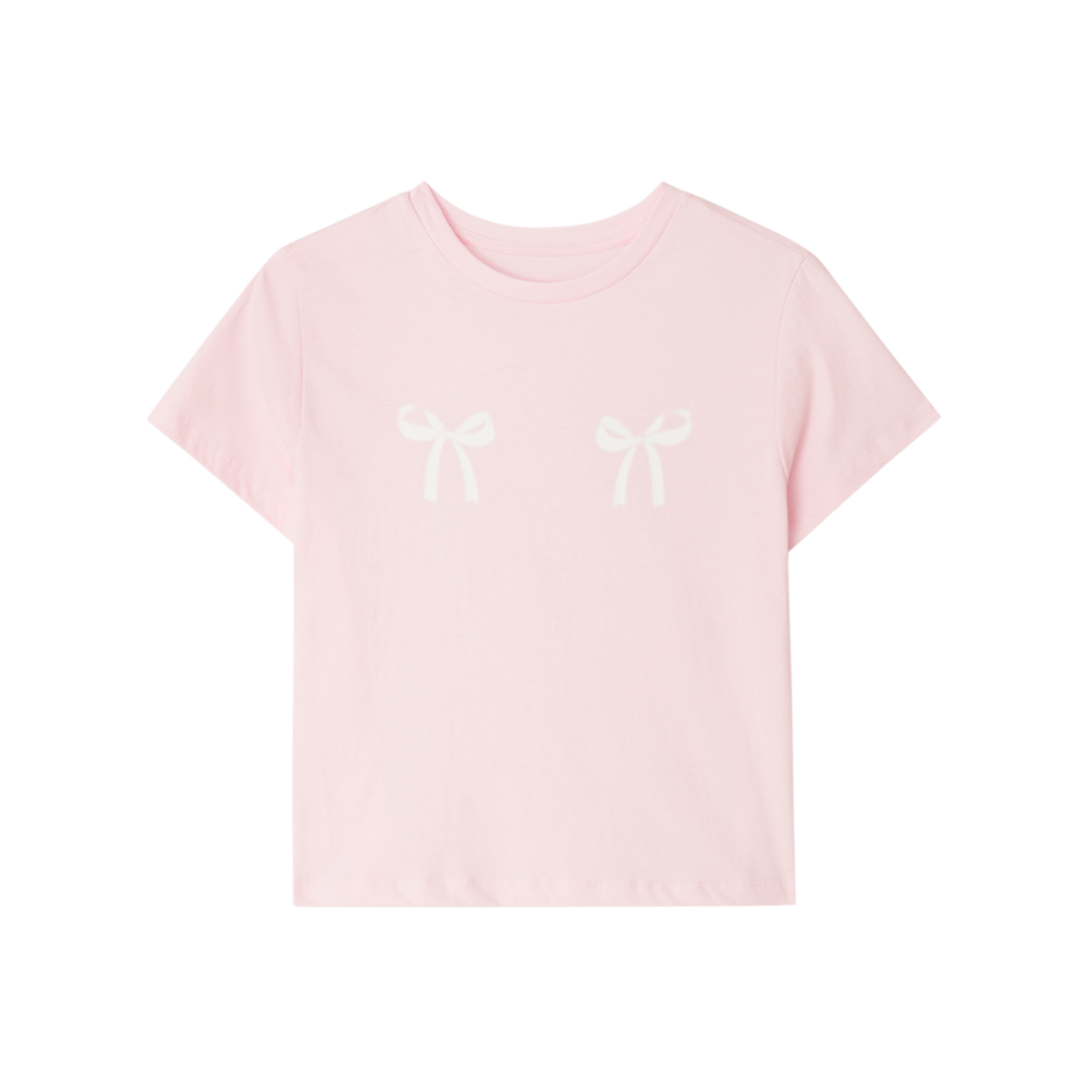 지비에이치 어패럴 트윈 리본 티셔츠 / 라이트 핑크(GBH APPAREL Twin Ribbon Tshirts / Light Pink)