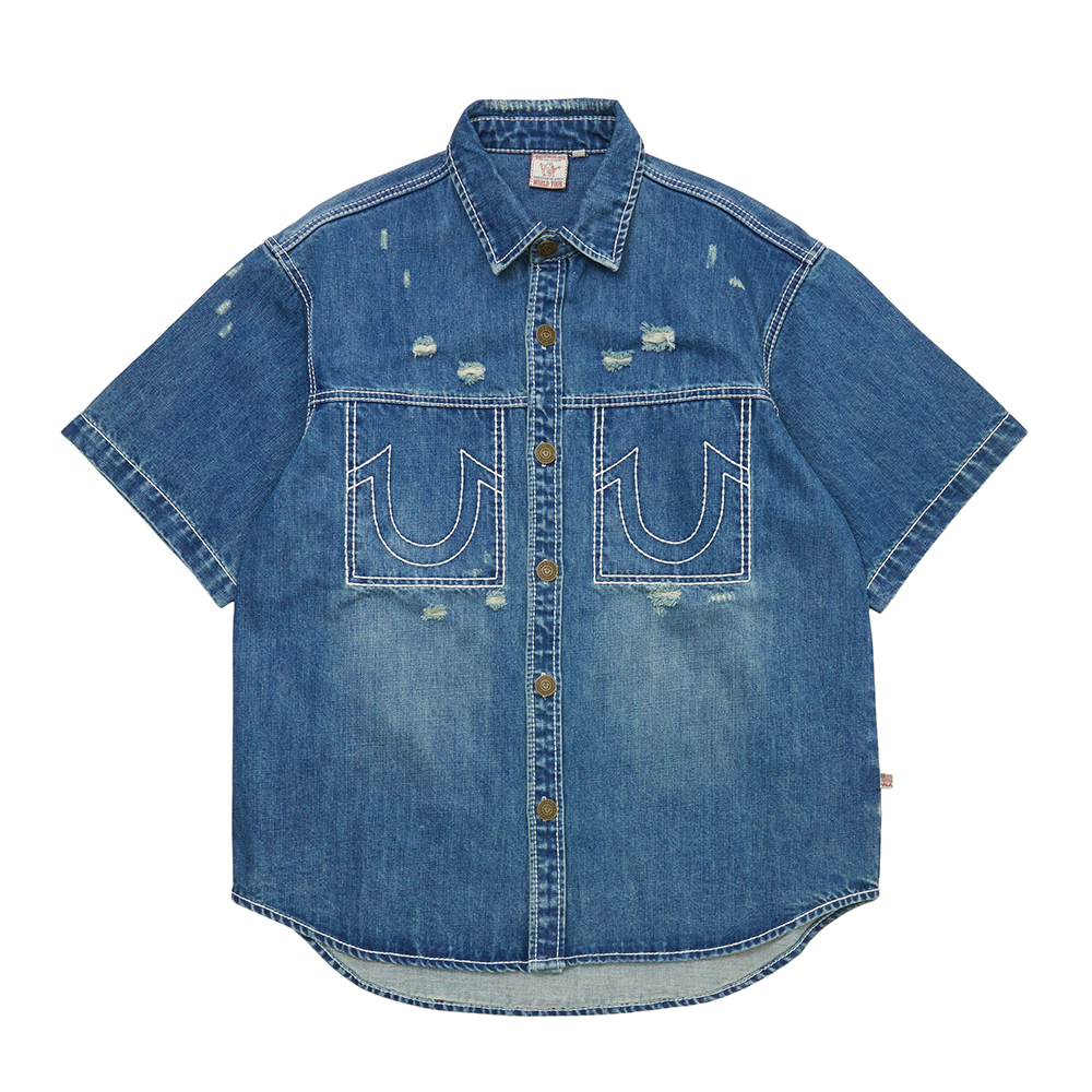 트루릴리젼 와일드 데님 하프 셔츠 워시드 인디고(True Religion Wild Denim Half Shirts_Washed Indigo) - 2