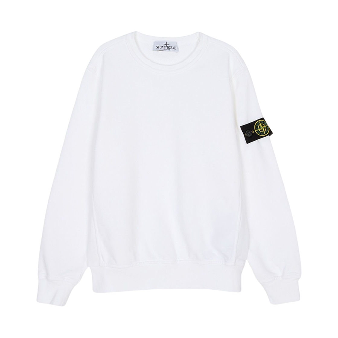 L1S1661000-05S0040-V0001 (Kids) Stone Island 6100005 Organic Cotton Fleece Regular-Fit Crewneck Sweatshirt with Ribbed Trims White - 26SS