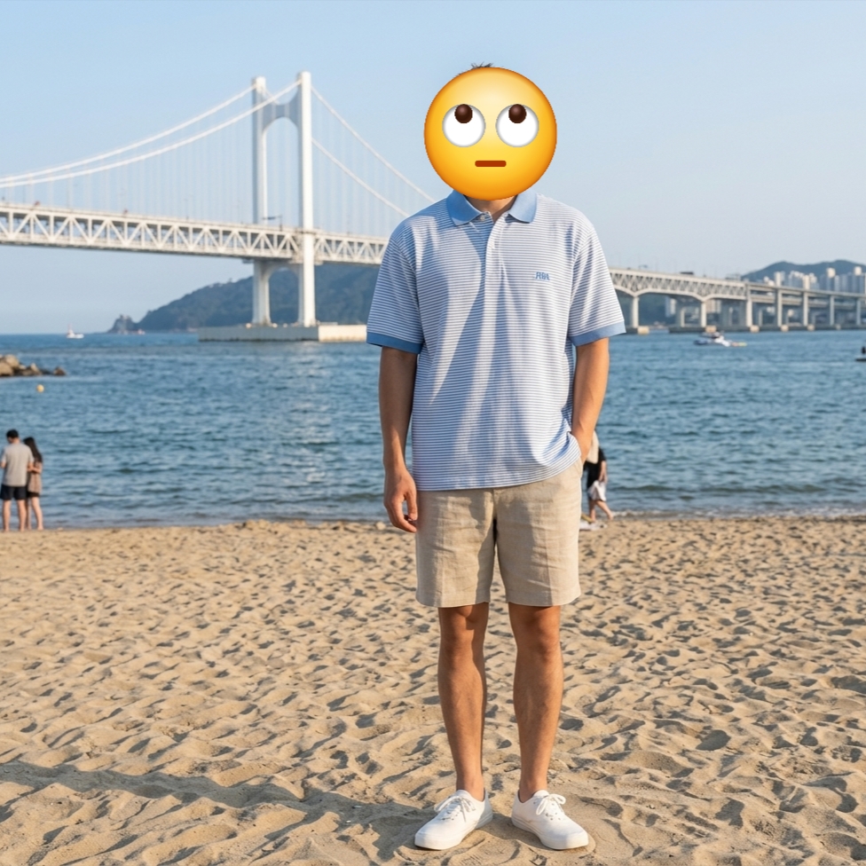 Uniqlo x JW Anderson Dry Pique Striped Polo Narrow Shirt Blue 착용 스타일