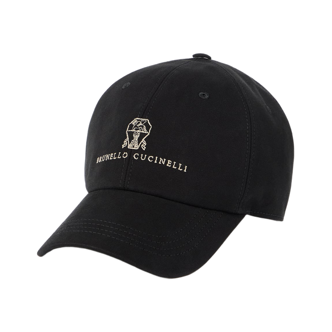 M252D9850-CEK15 Brunello Cucinelli Garment Dyed Twisted Cotton Gabardine Baseball Cap with Embroidered Logo Black