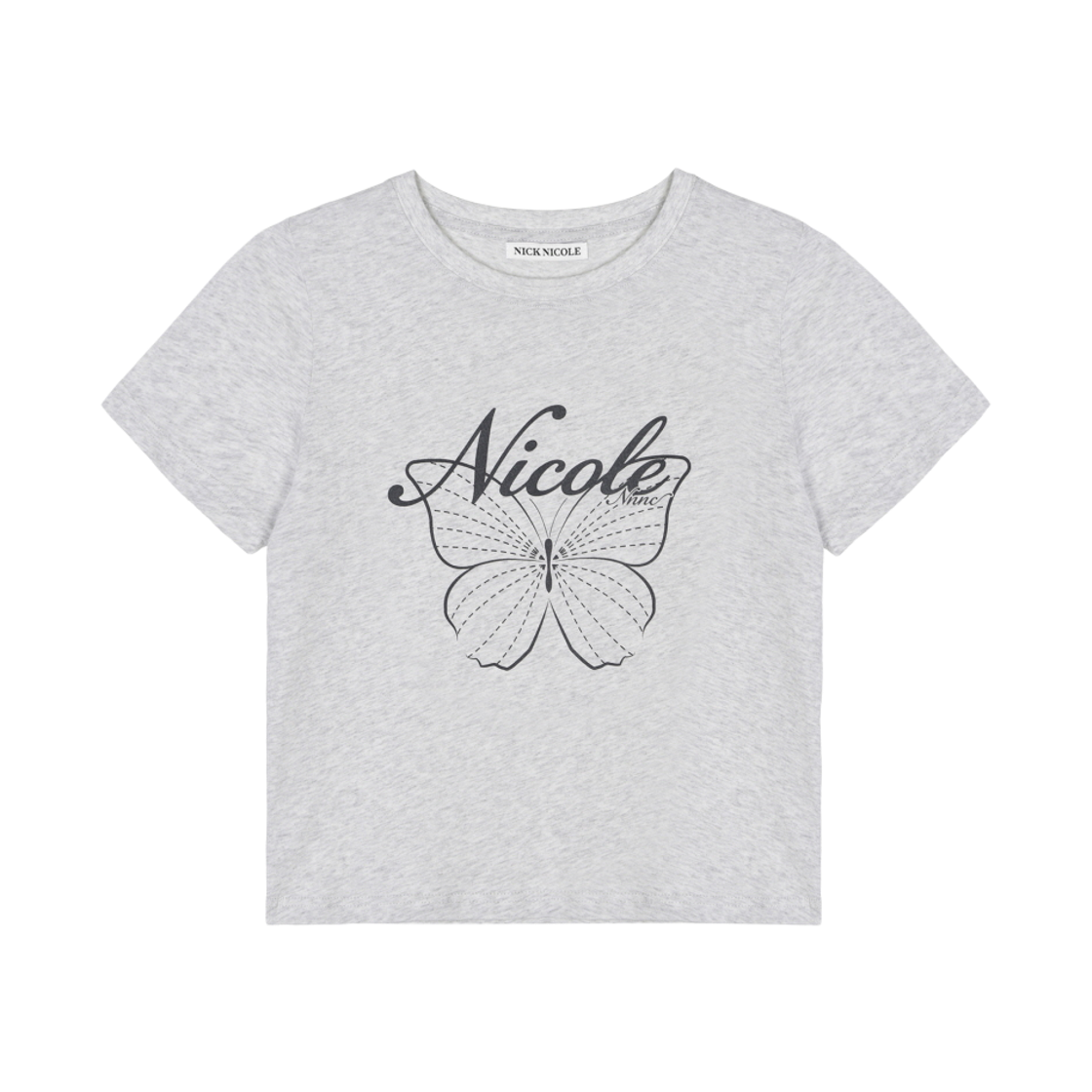 닉앤니콜 니콜 버터플라이 슬림 탑 멜란지 차콜(NICK&NICOLE Nicole Butterfly Slim Top Melange Charcoal)