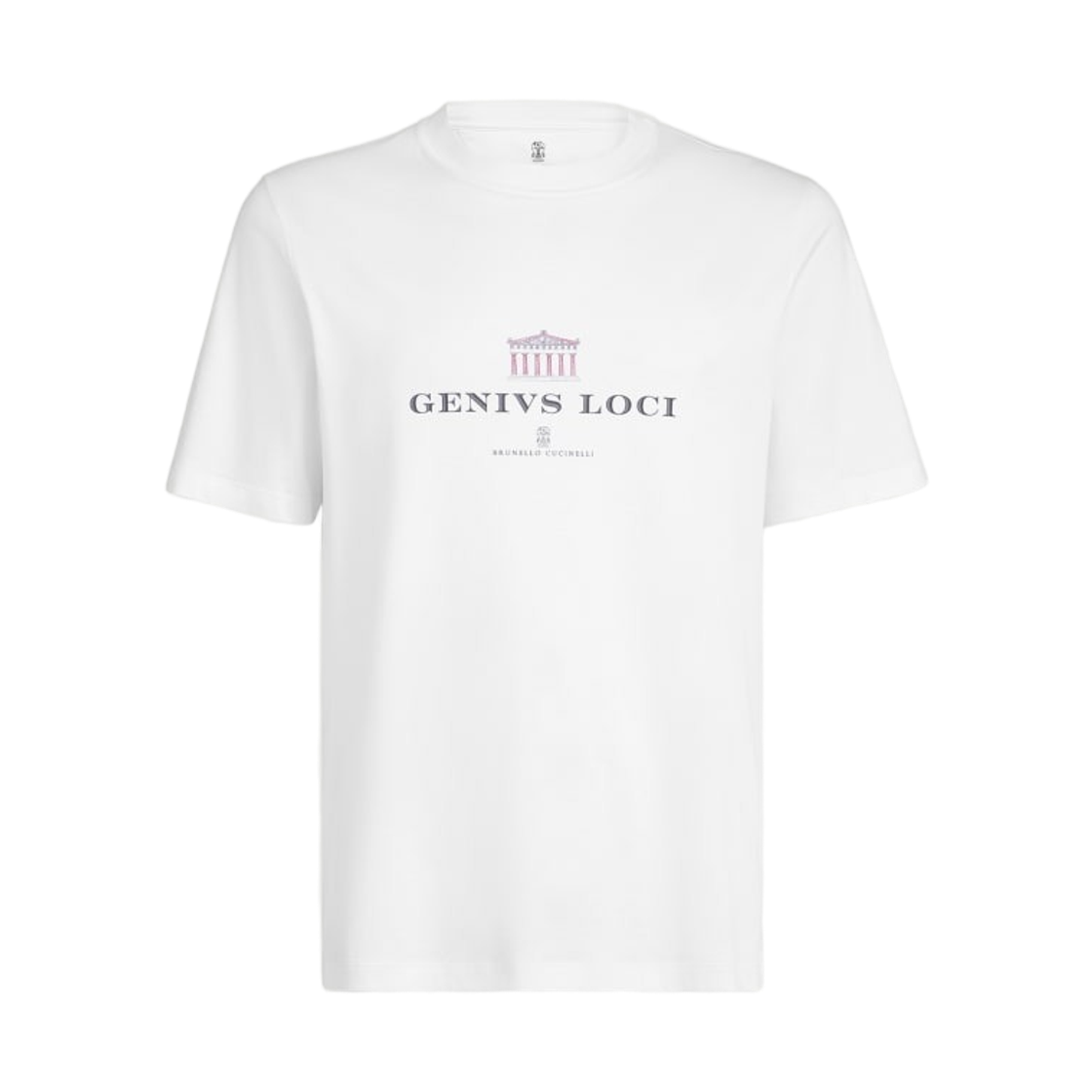 M0B138520-CFC06 Brunello Cucinelli Cotton Jersey Crewneck T-Shirt with Print White