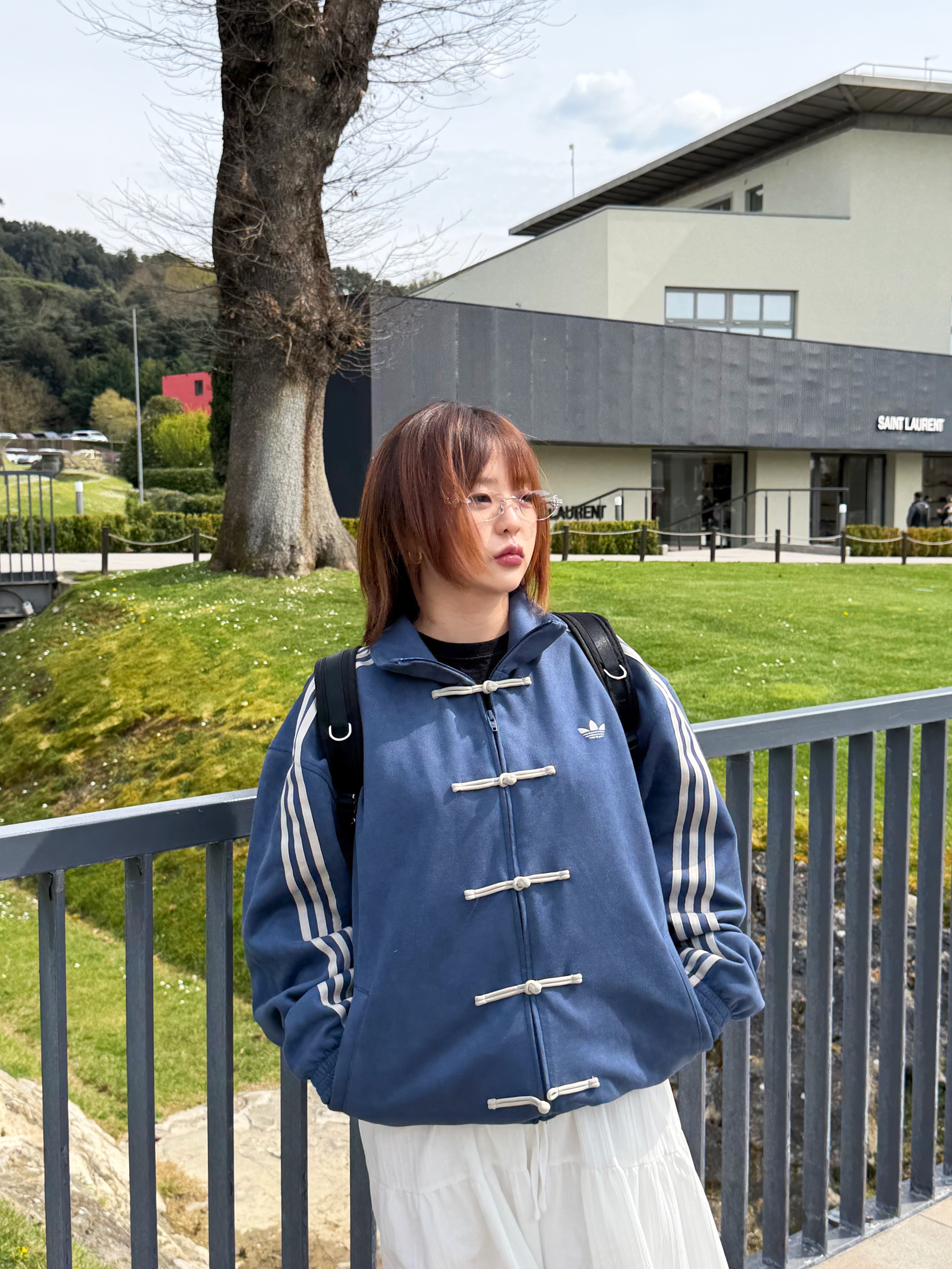 Adidas Chinese Style Jacket Neutral Navy Blue - US Sizing 착용 스타일 - 2