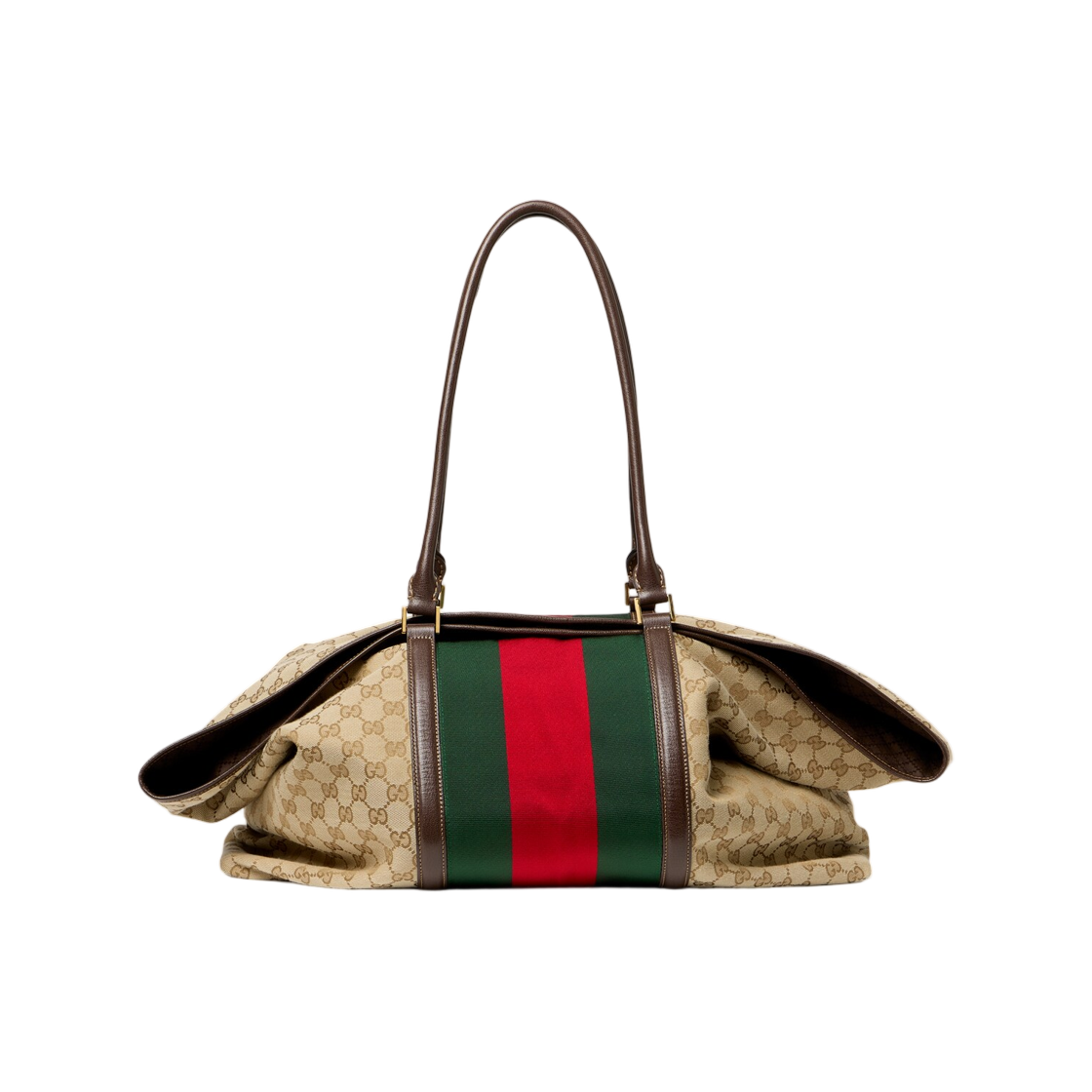 구찌 GG 더플백 웹 샌드 다크 브라운(Gucci GG Duffle Bag With Web Sand Dark Brown) - 1