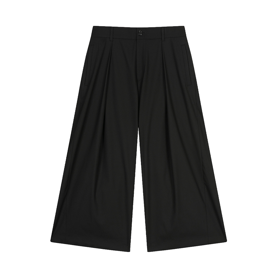 지오송지오 컬렉션 폴드 크롭 와이드 팬츠 블랙 BI2PT205BK(ZIOSONGZIO COLLECTION Fold Crop Wide Pants Black) - 1