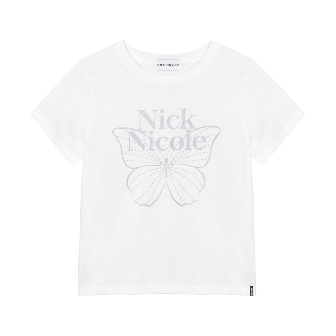 N_SS NICK&NICOLE Butterfly Nicole Label Slim Top White Silver