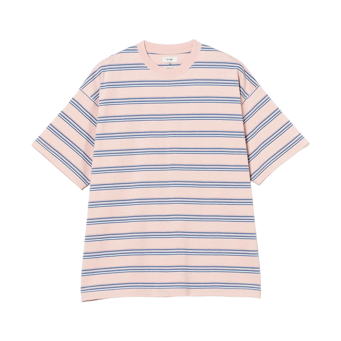 11-04-1440-639 Beams Loose Fit Striped T-Shirt Wide Fit Pink