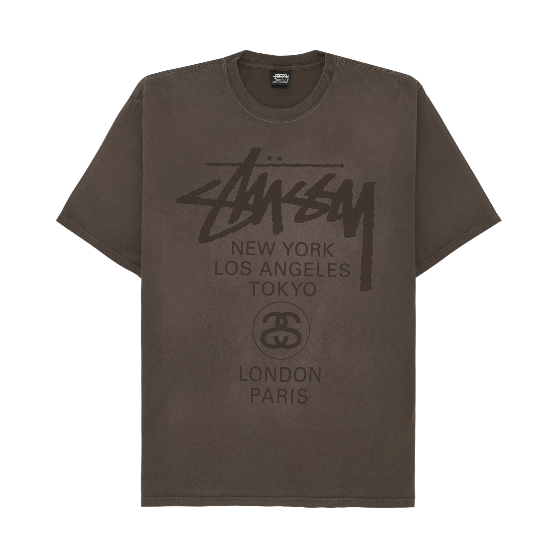 스투시 월드 투어 티셔츠 썬 페이디드 브라운(Stussy World Tour T-Shirt Sun Faded Brown)