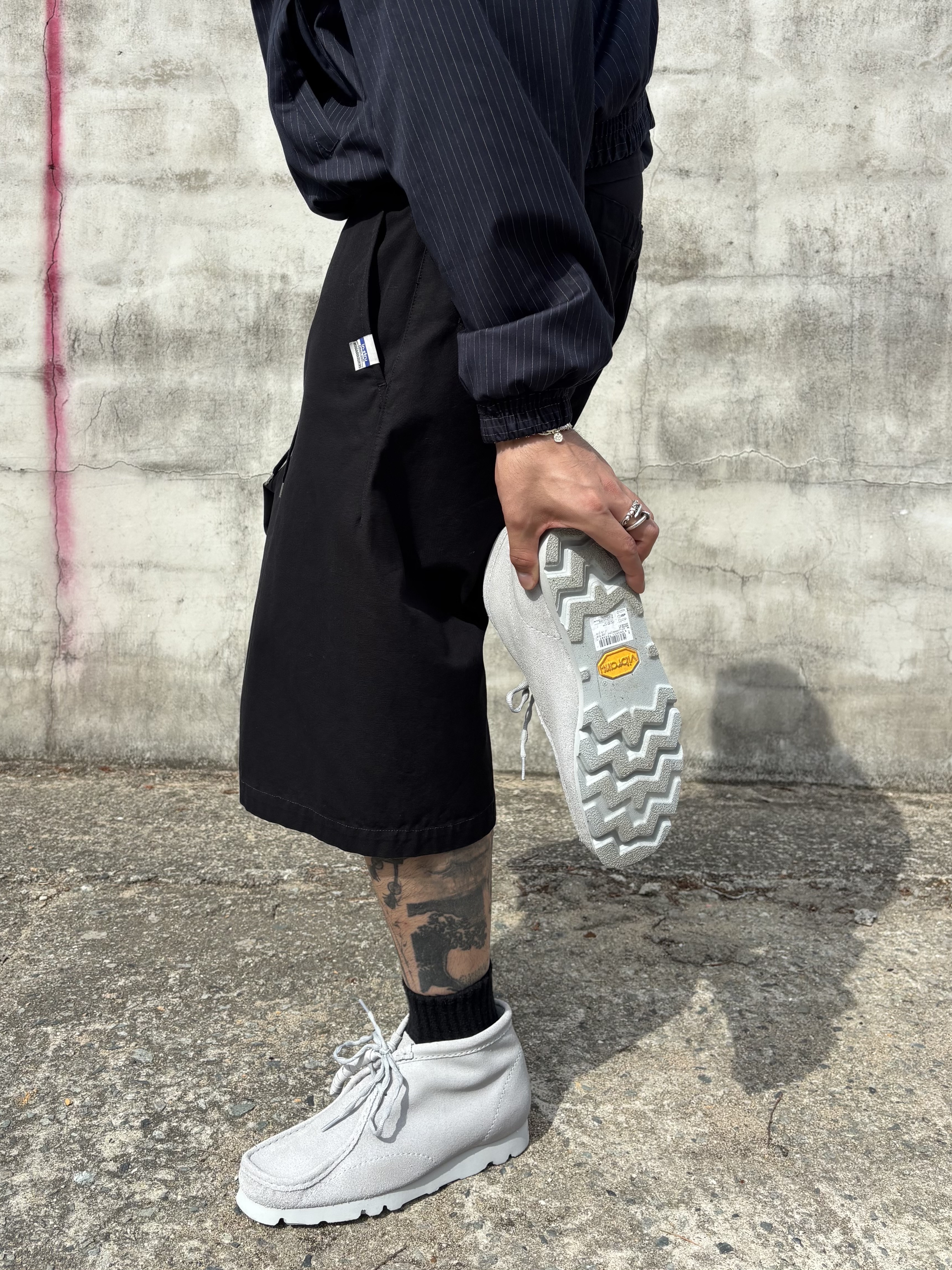 Clarks x Post Archive Faction (Paf) WallabeeBT Grey Blue 착용 스타일 - 5