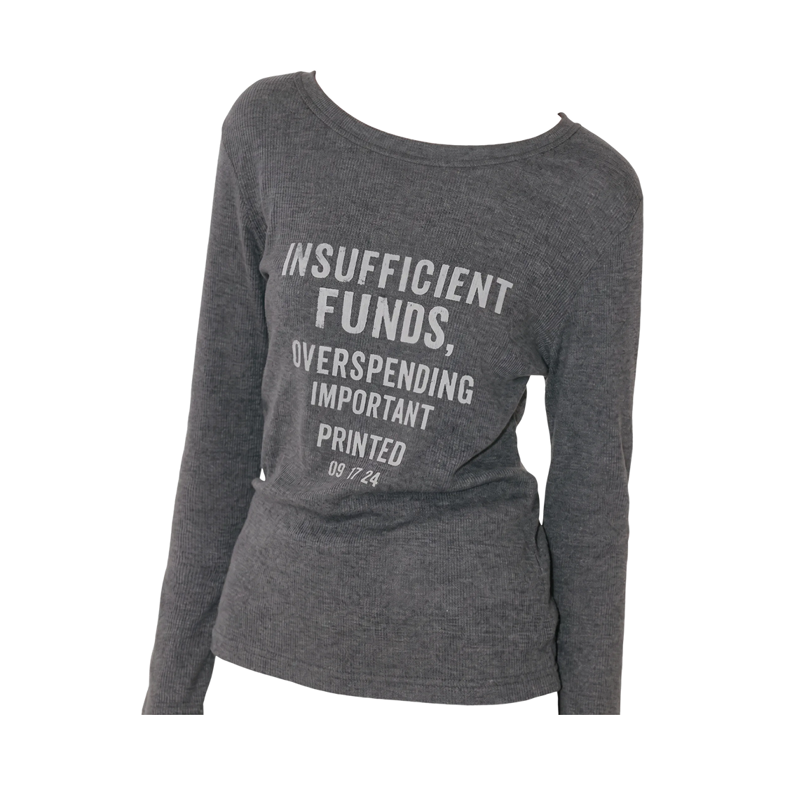 (W) 노이아고 와플 레터링 롱슬리브 차콜((W) Noiago Waffle Lettering Long Sleeve Chacoal)