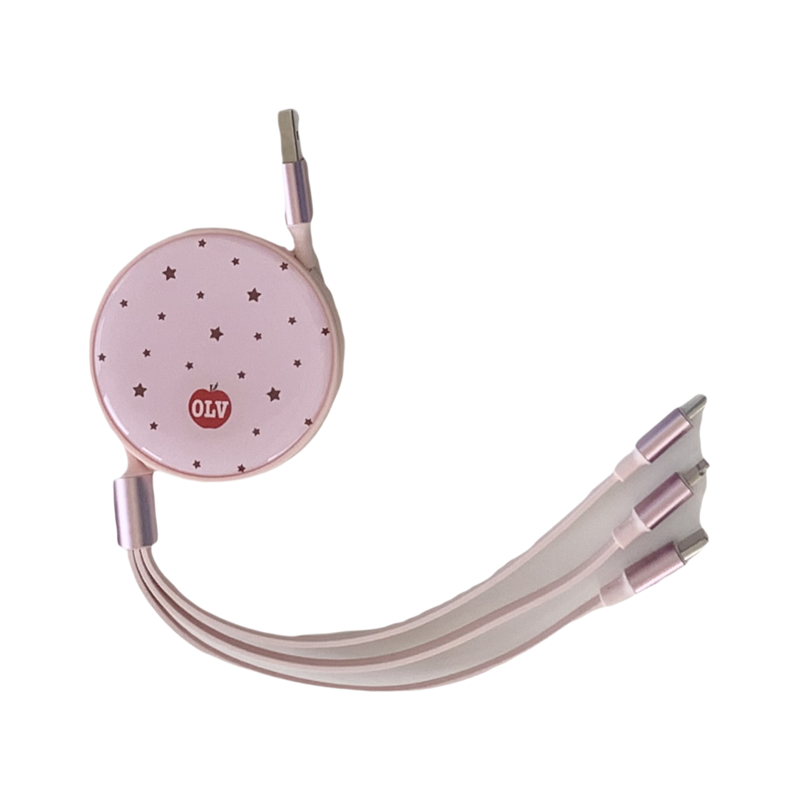 올리베 3 in 1 스마트 충전 캐이블 (핑크)(OLIVET 3 in 1 smart reel charge cable (pink))