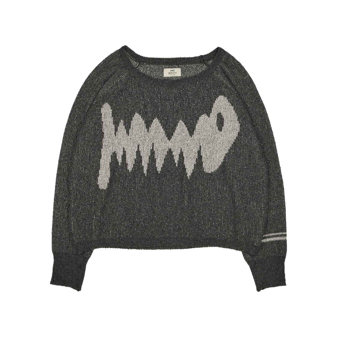 에메모가든 우먼 뱅글 자가드 부클 니트 차콜 그레이(mmogarden W Bangle Jacquard Boucle Knit Charcoal Gray)