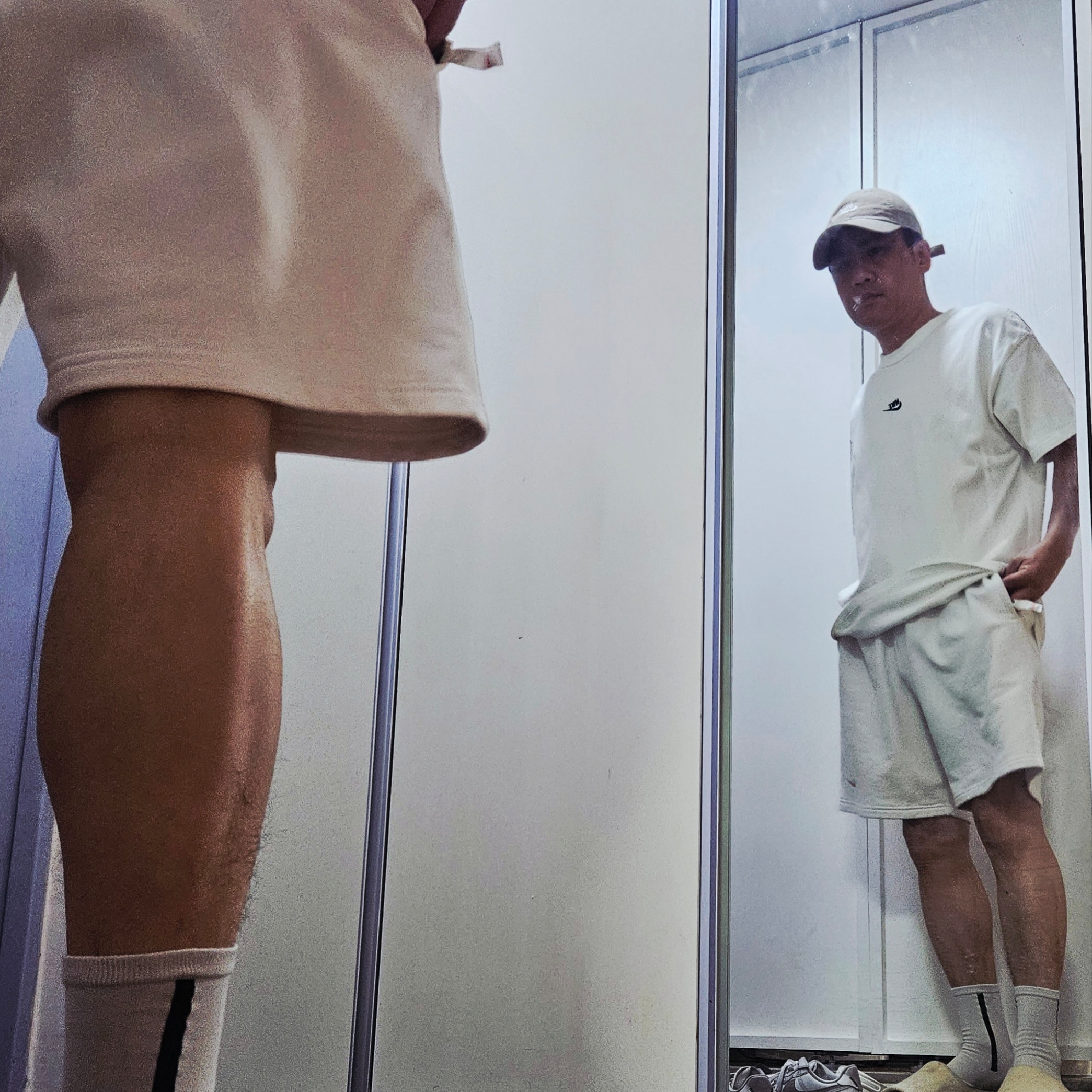 Nike Solo Swoosh French Terry Shorts Light Orewood Brown White - Asia 착용 스타일