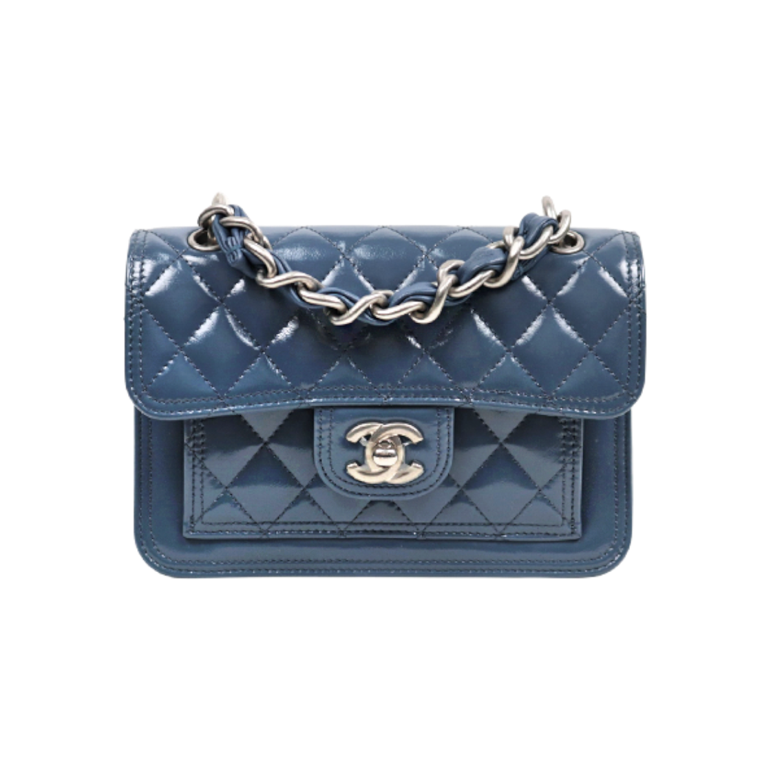 ITID5WF48COE Chanel Blue Mini Crumpled Flap Chain Shoulder Bag