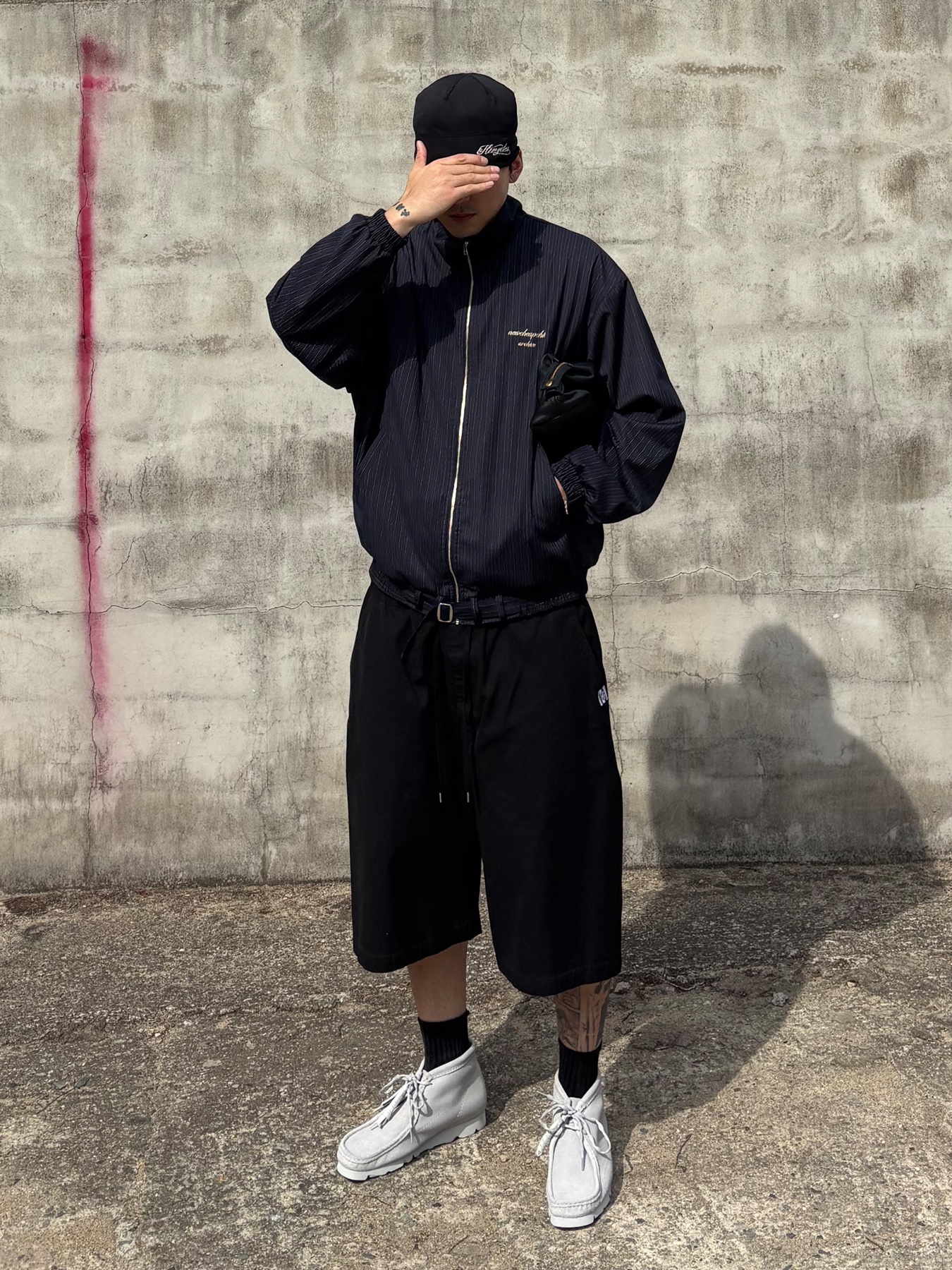 Clarks x Post Archive Faction (Paf) WallabeeBT Grey Blue 착용 스타일 - 3