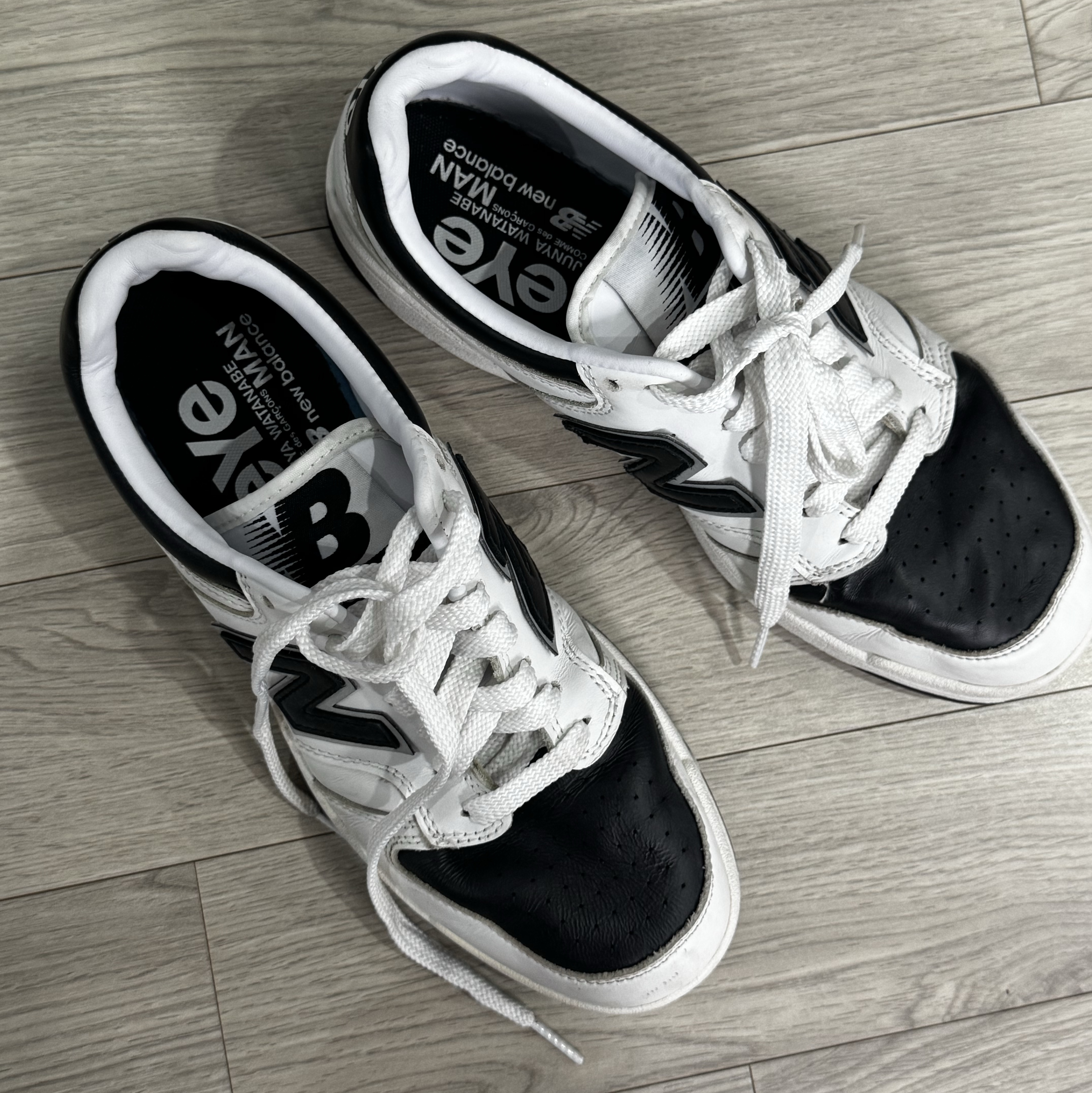 New Balance x Comme des Garcons Junya Watanabe Man 480 White Black 착용 스타일 - 2
