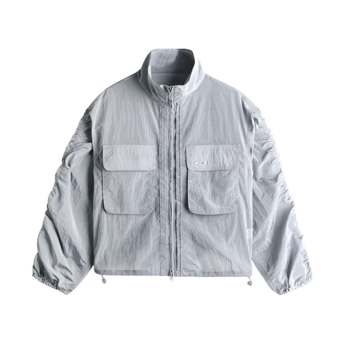 (W) 노이아고 라인 셔링 윈드브레이커 그레이((W) Noiago Line Shirring Windbreaker Grey)