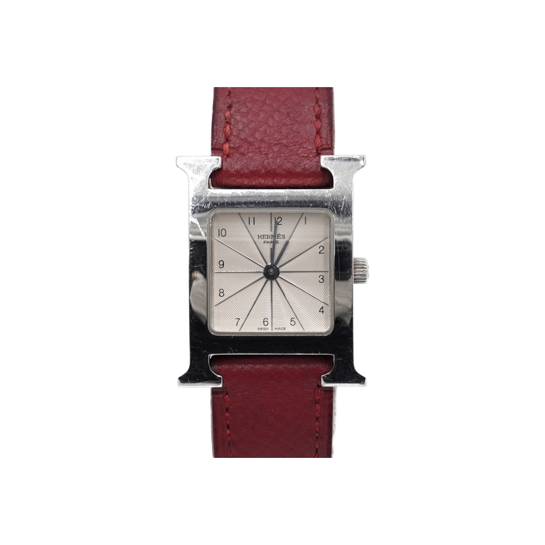 ITRNS8FSTW9J Hermes HH1.210 HOUR PM Silver Leather Band Quartz Women Watch