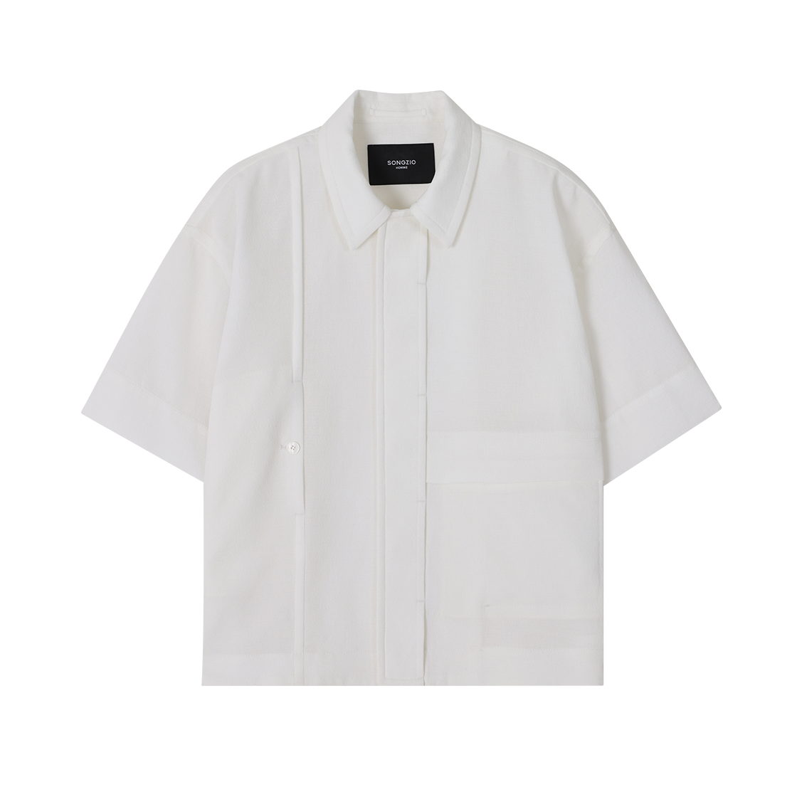 송지오 옴므 시그니처 크롭 하프 점퍼 화이트(SONGZIO HOMME Signature Crop Half Jumper White) - 1