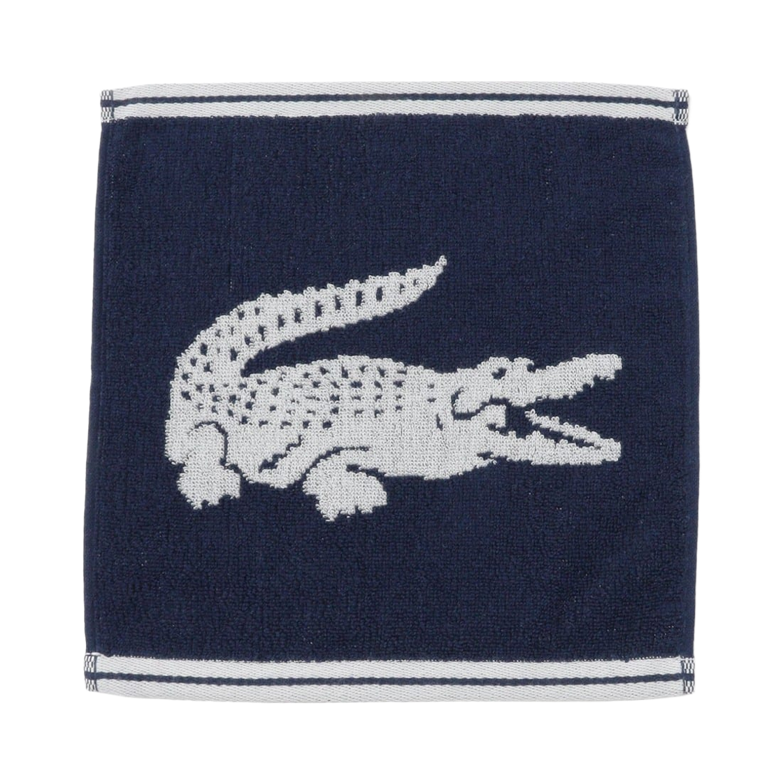 라코스테 크로커다일 로고 자카드 행커치프 타월 네이비(Lacoste Crocodile Logo Jacquard Handkerchief Towel Navy)