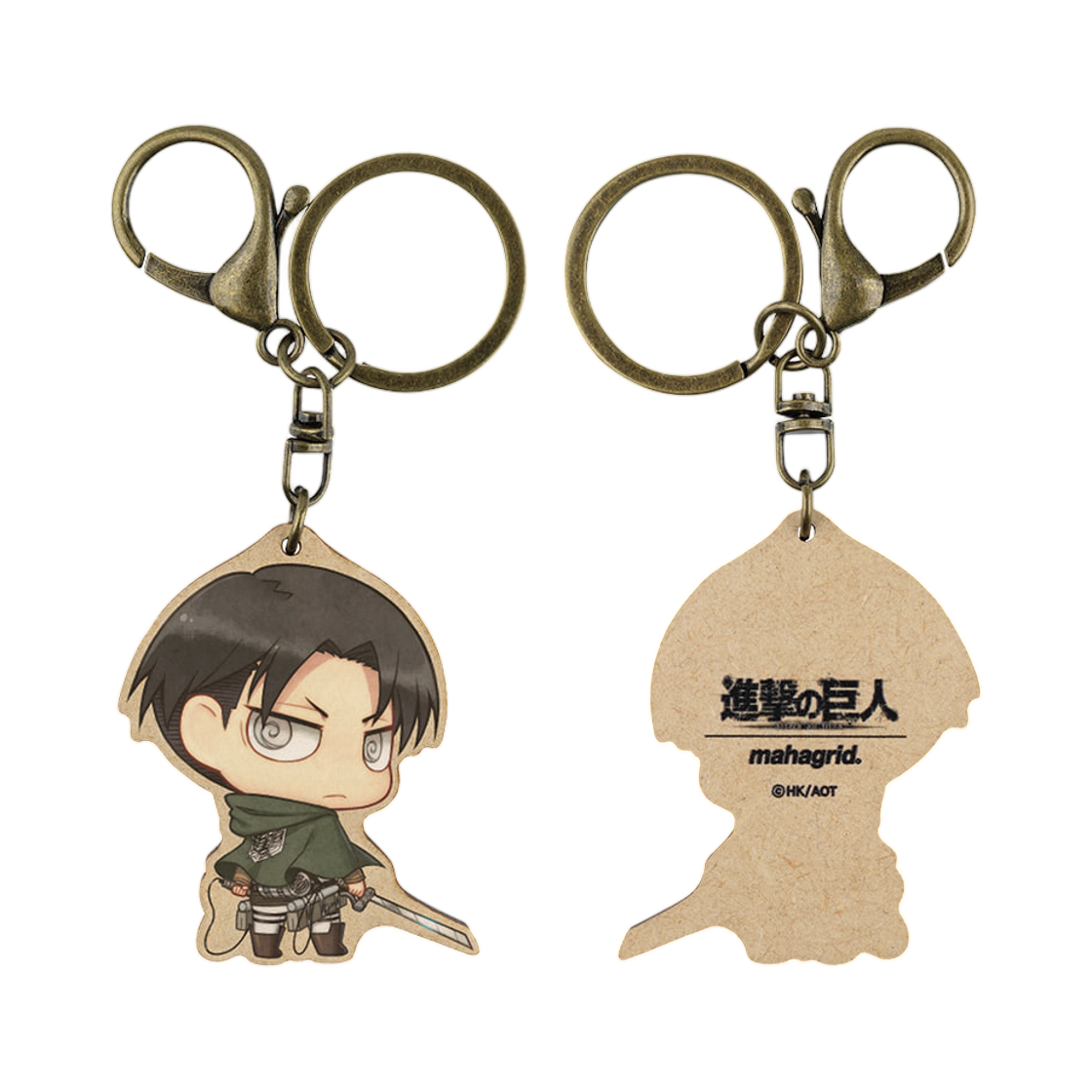 마하그리드 x 진격의 거인 AOT 캐릭터 우드 키링 레비(Mahagrid x Attack On Titan AOT Character Wood Keyring Levi)