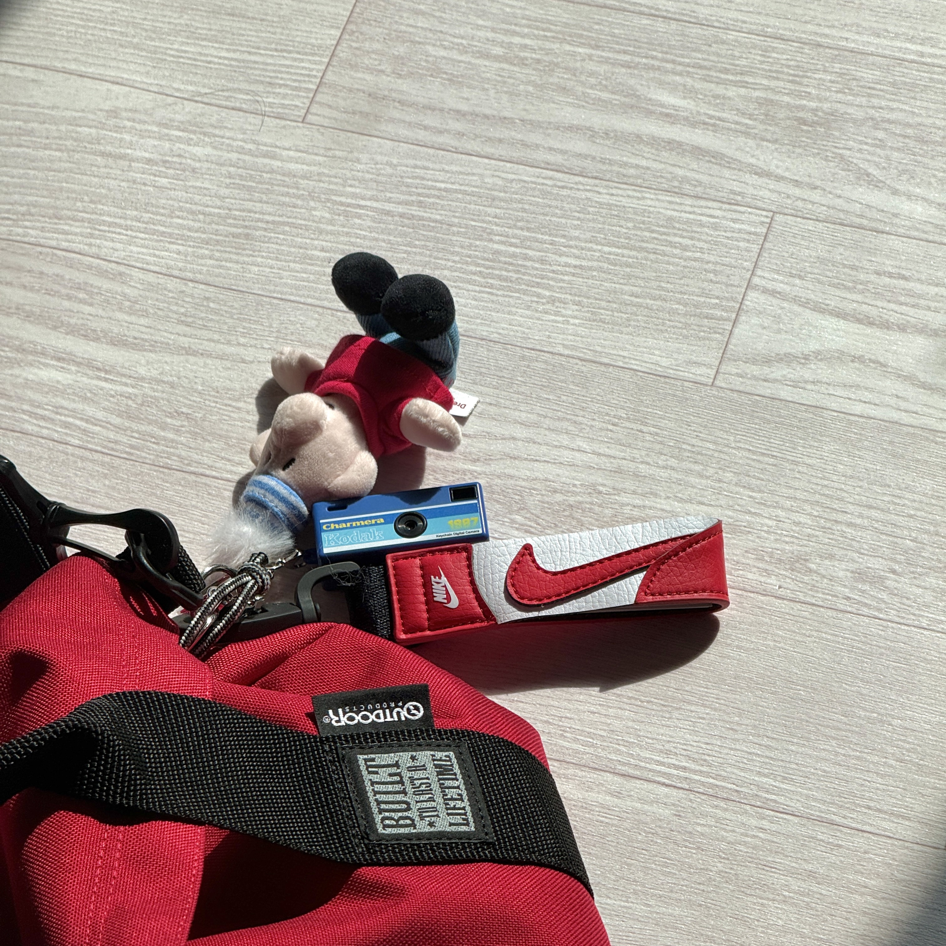 Nike Carabiner Keychain Red White, Kodak Charmera Key Chain Film Camera Sealed Case (1 Blind Box) 착용 스타일