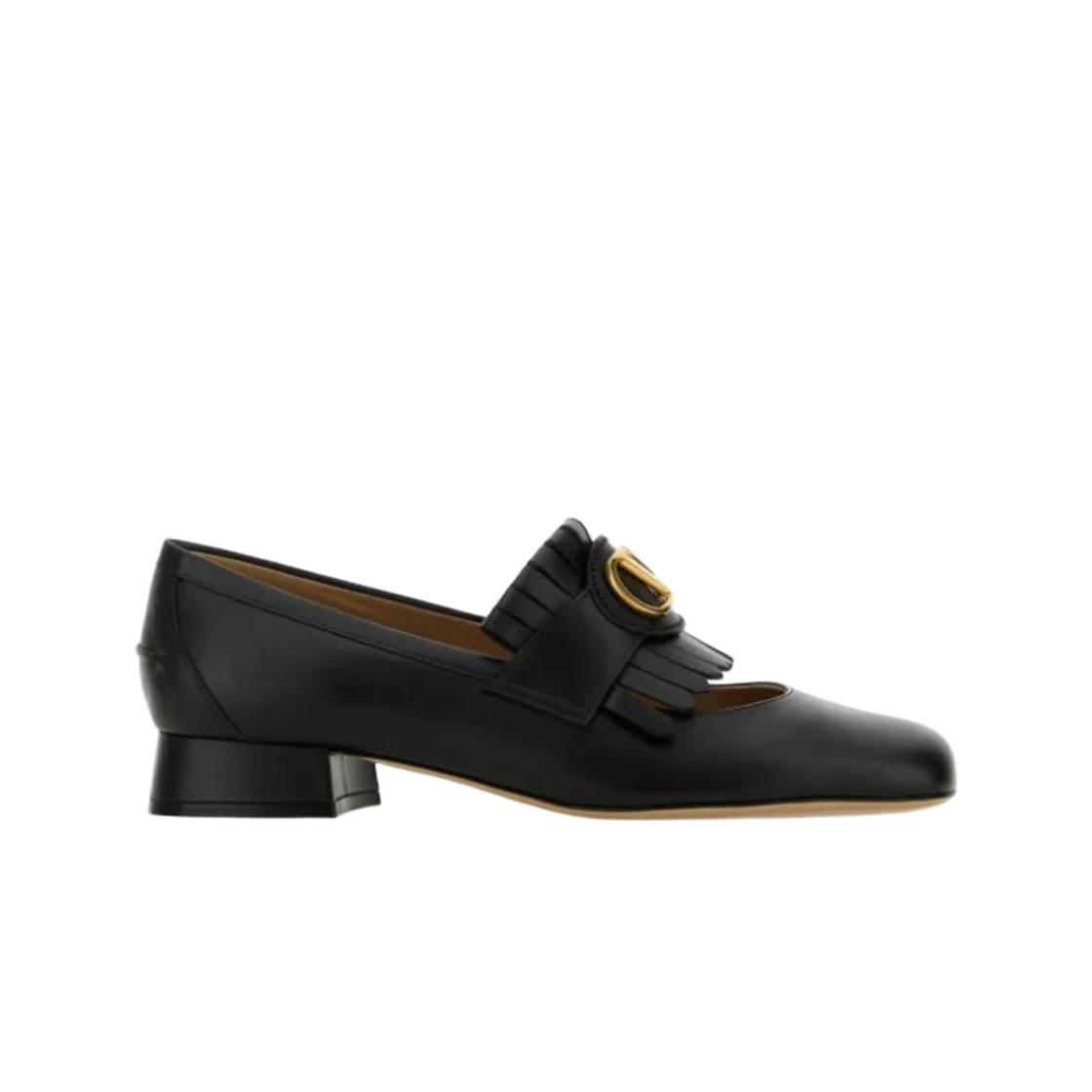 (W) 발렌티노 브이로고 시그니쳐 레더 로퍼 블랙((W) Valentino Vlogo Signature Leather Loafers Black) - 1