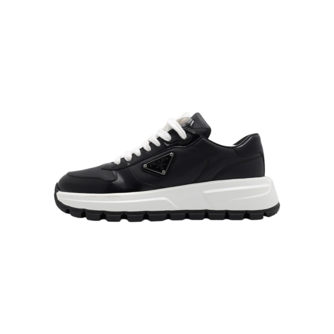 프라다 1E804M 블랙 레더 프랙스 01 삼각로고 여성 스니커즈aa63641(Prada Black Leather Triangle Logo Women Sneakers)